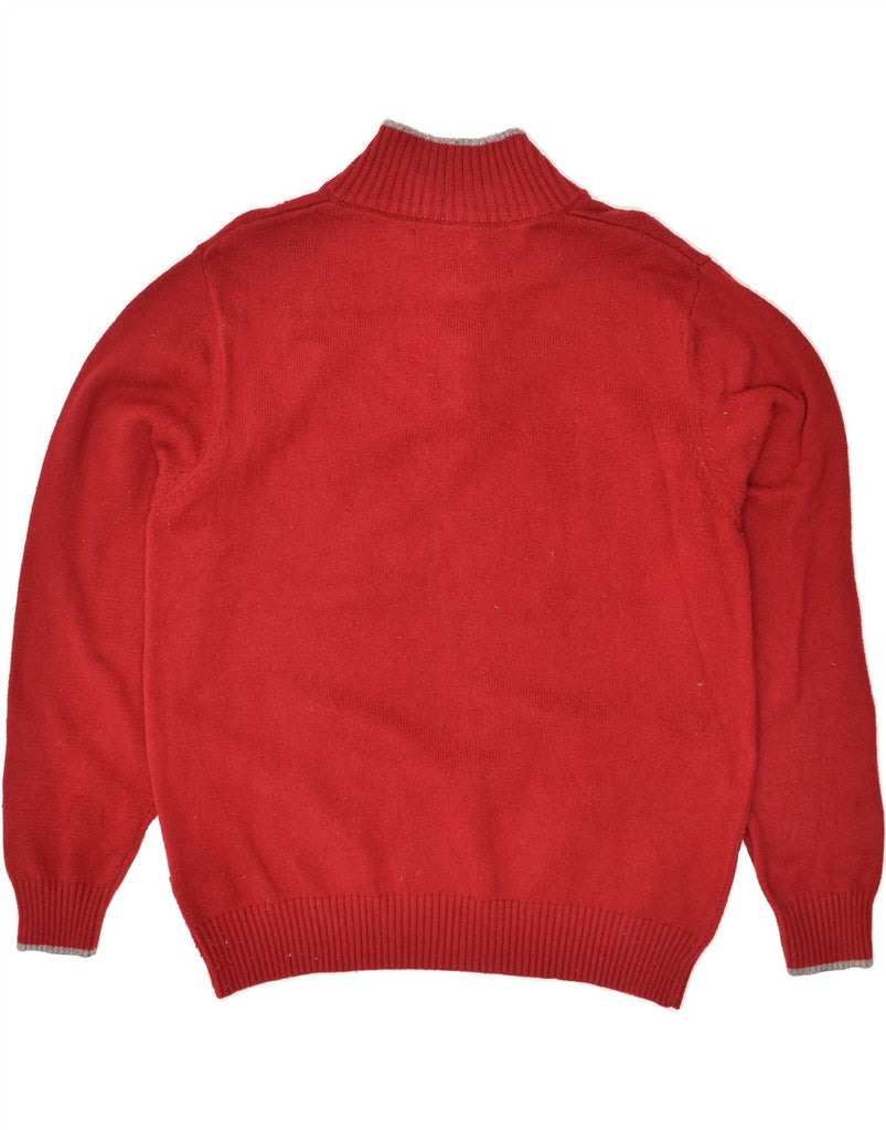 NAUTICA Mens Zip Neck Jumper Sweater Medium Red Cotton | Vintage Nautica | Thrift | Second-Hand Nautica | Used Clothing | Messina Hembry 