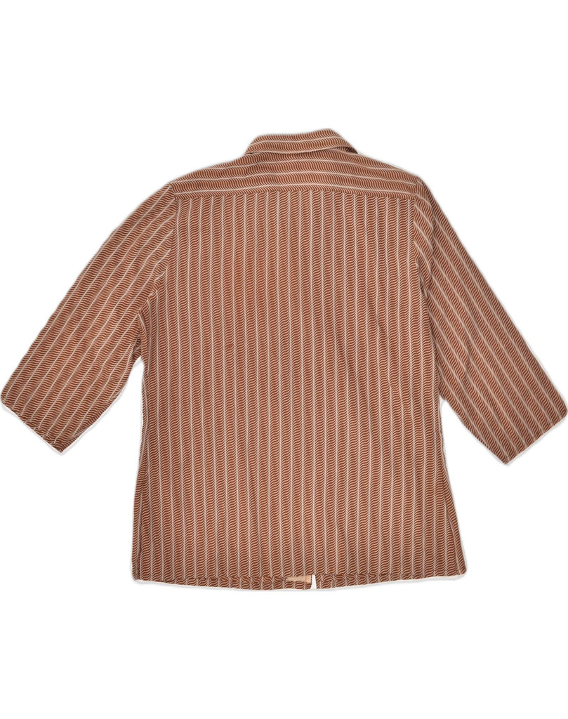 SEIDENSTICKER Womens 3/4 Sleeve Shirt Blouse IT 42 Medium Brown Striped | Vintage Seidensticker | Thrift | Second-Hand Seidensticker | Used Clothing | Messina Hembry 