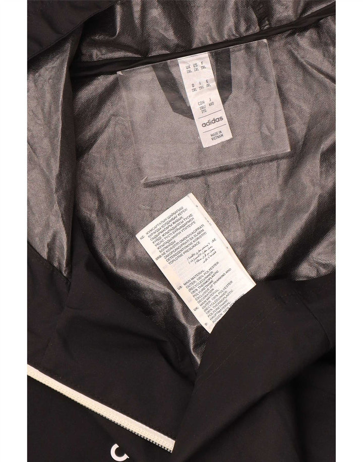 Adidas Mens Hooded Rain Jacket UK 44 2XL Black Polyester