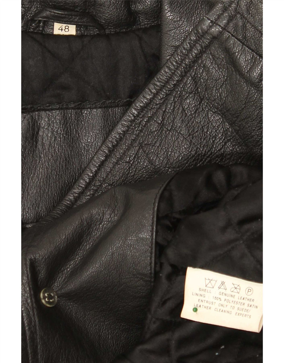 Vintage Womens Leather Coat IT 48 XL Black
