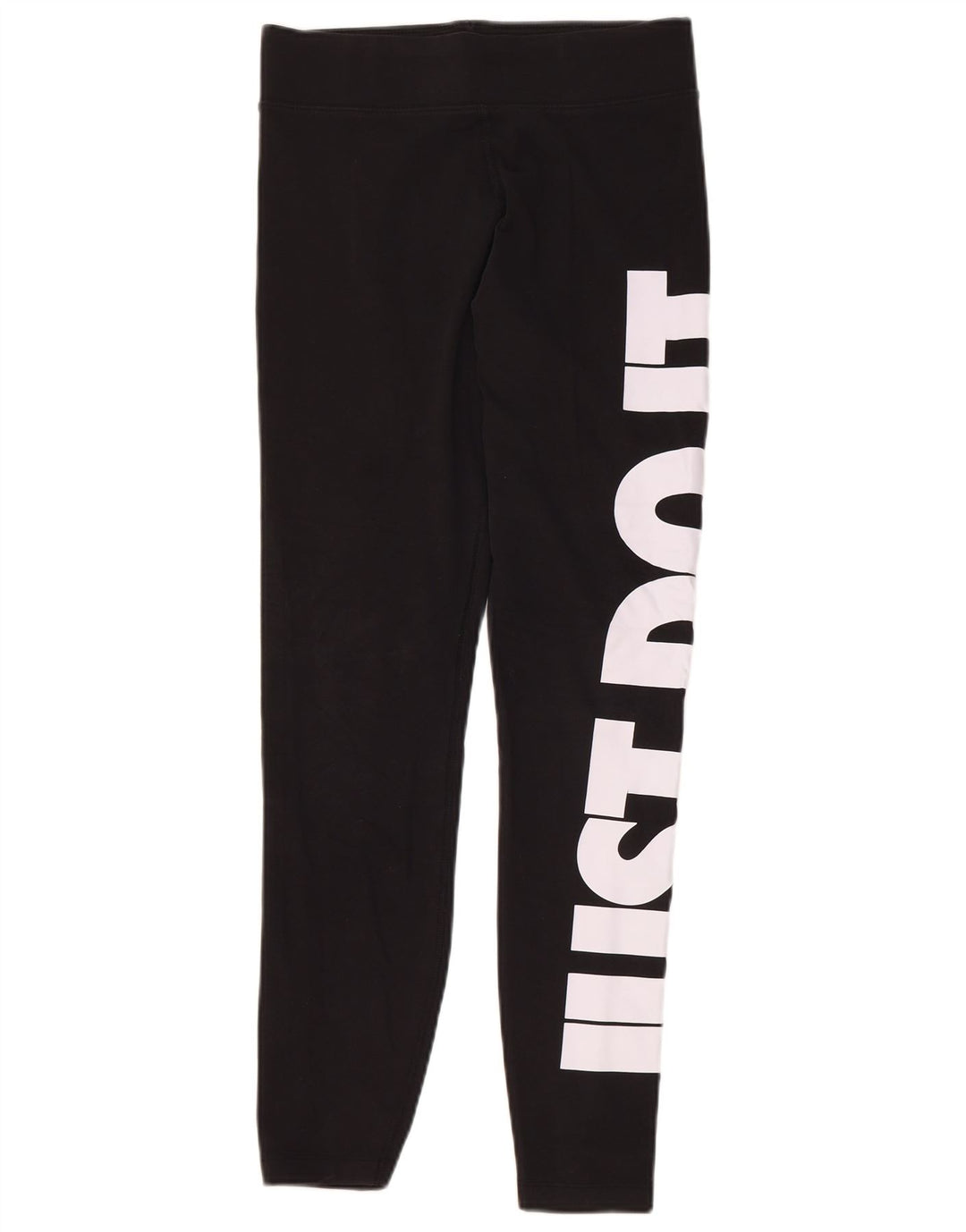 NIKE Womens Graphic Leggings UK 12 Medium Black Cotton