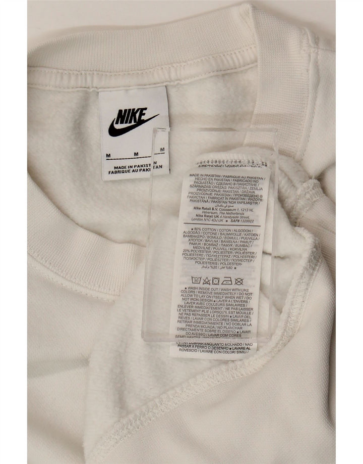 Nike Womens Oversized Crop Sweatshirt Jumper UK 14 Medium White Cotton