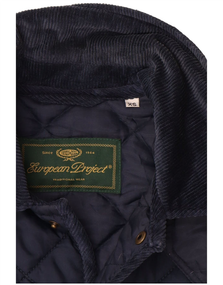 EUROPEAN PROJECT Mens Quilted Jacket UK 34 XS Navy Blue