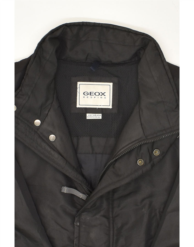 GEOX Mens Hooded Windbreaker Coat UK 44 2XL Black Polyamide | Vintage Geox | Thrift | Second-Hand Geox | Used Clothing | Messina Hembry 