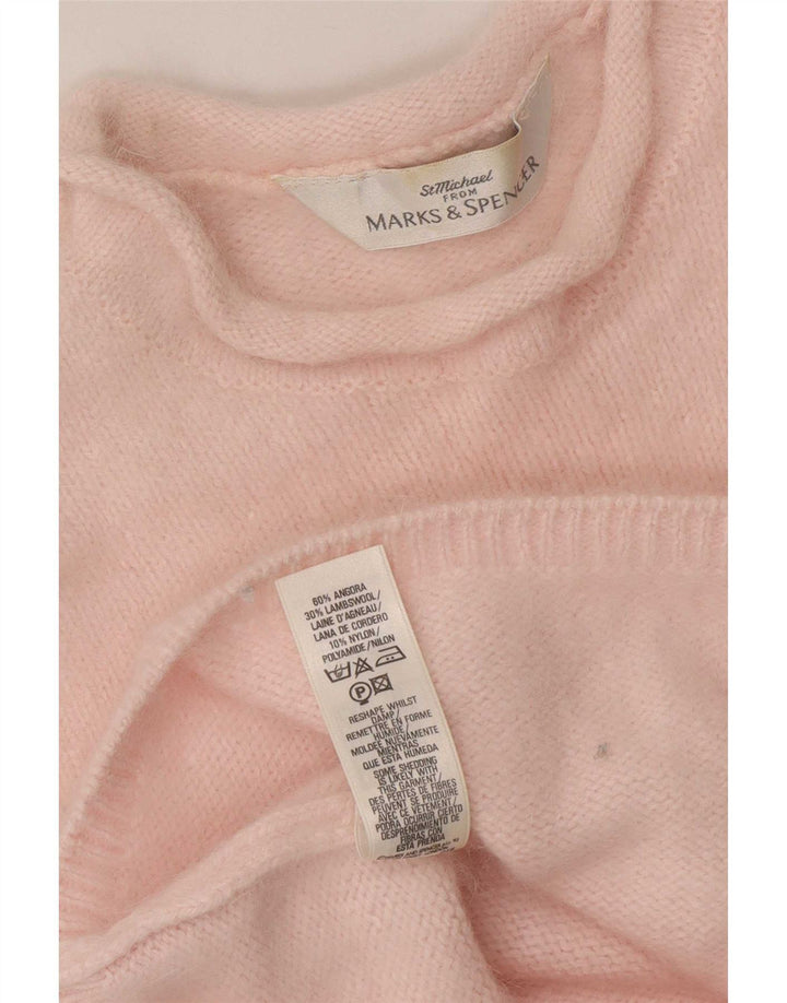 Marks & Spencer Womens Short Sleeve Crew Neck Jumper Sweater UK 10 Small Pi