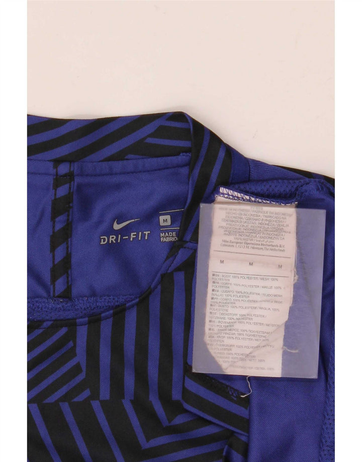 Nike Mens Dri Fit T-Shirt Top Medium Navy Blue Geometric Polyester