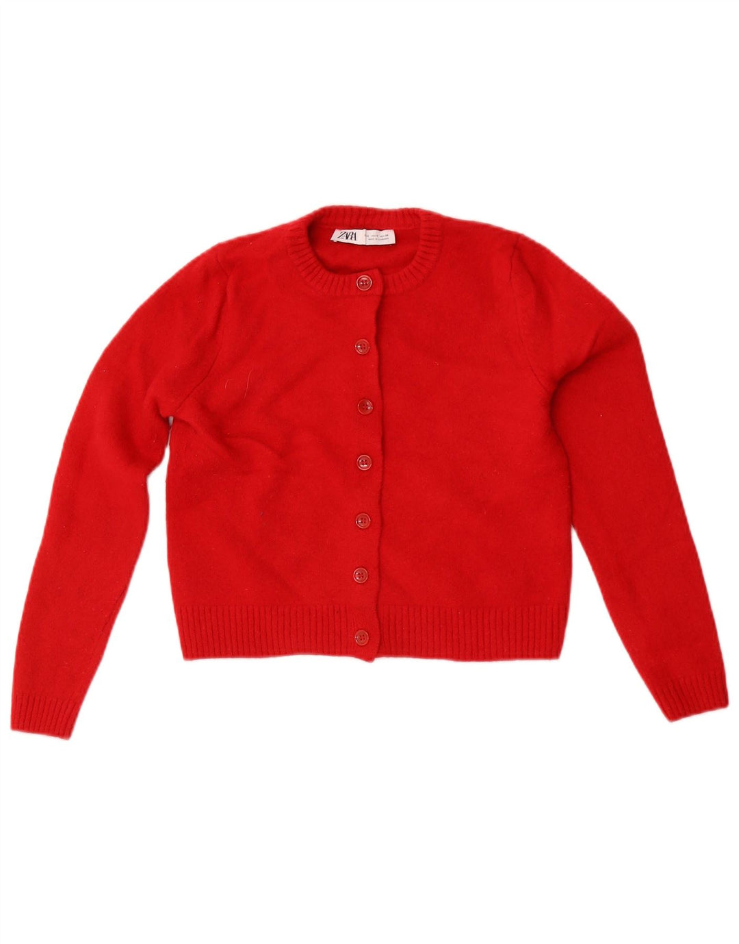 Zara Womens Crop Cardigan Sweater UK 8 Small Red Wool