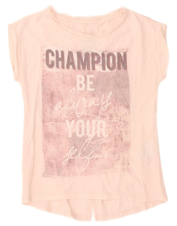 Champion Womens Graphic T-Shirt Top UK 10 Small Pink Cotton