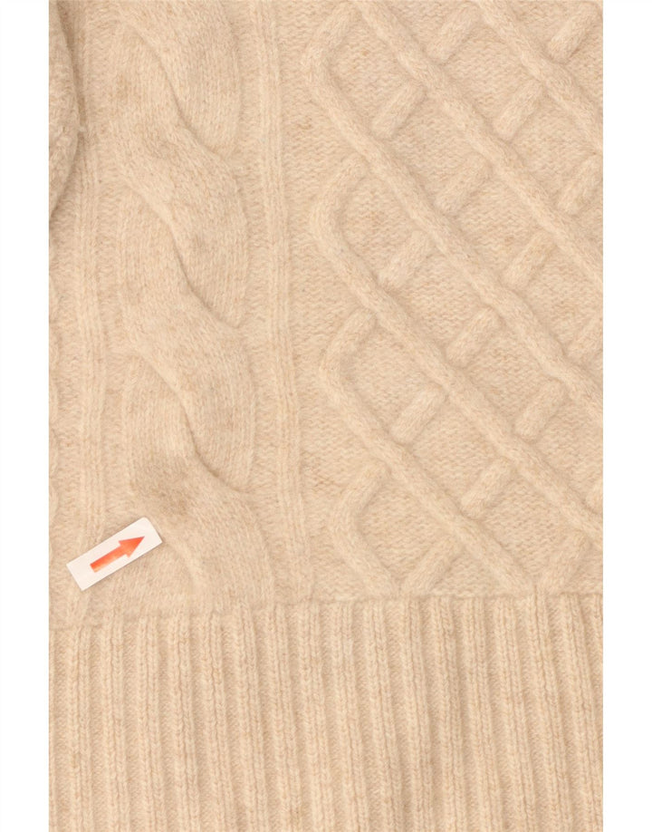 Barbour Womens Crew Neck Jumper Sweater UK 10 Small Beige Wool