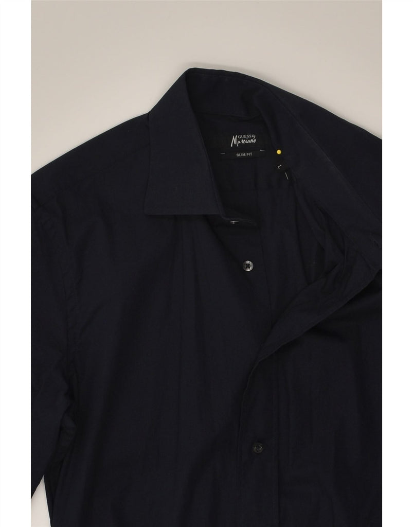 GUESS Mens Slim Fit Shirt Large Navy Blue Cotton | Vintage Guess | Thrift | Second-Hand Guess | Used Clothing | Messina Hembry 