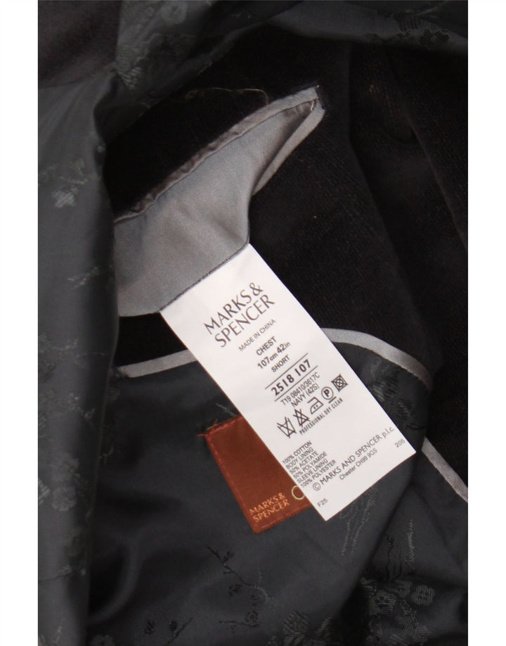 Marks & Spencer Mens 2 Button Corduroy Blazer Jacket UK 42 XL Navy Blue