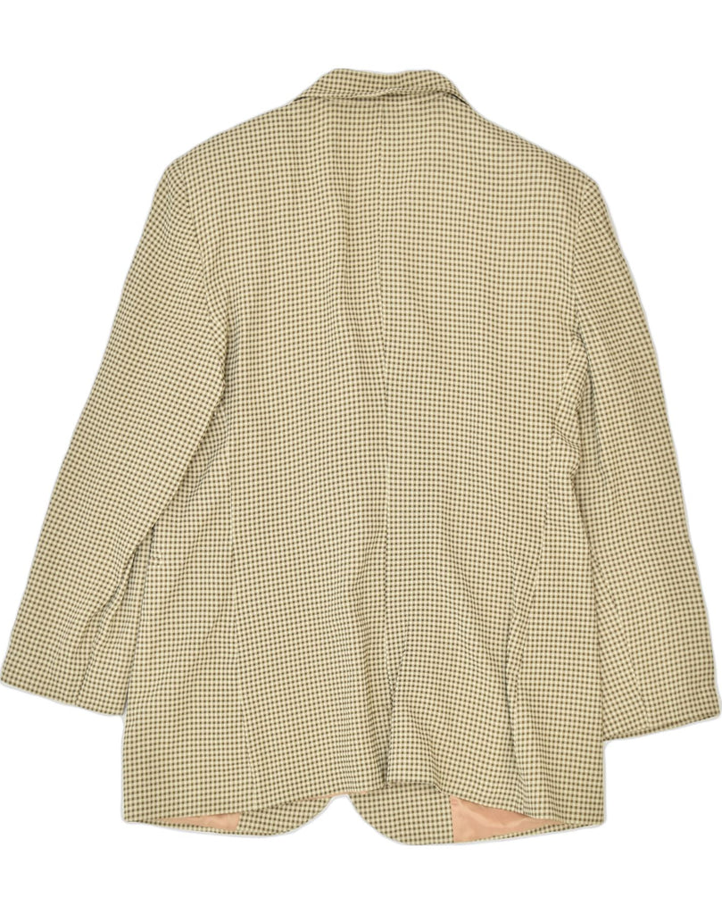 VINTAGE Womens 3 Button Blazer Jacket IT 48 XL Beige Check Acrylic | Vintage | Thrift | Second-Hand | Used Clothing | Messina Hembry 