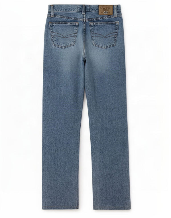 Swish Womens High Rise Straight Jeans W31 L30 Blue Cotton