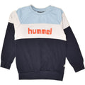 HUMMEL Boys Graphic Sweatshirt Jumper 7-8 Years Blue Colourblock Cotton | Vintage Hummel | Thrift | Second-Hand Hummel | Used Clothing | Messina Hembry 