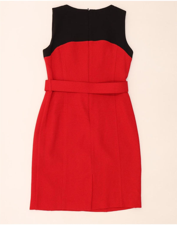 Debenhams Womens Sleeveless Sheath Dress UK 14 Medium Red Colourblock