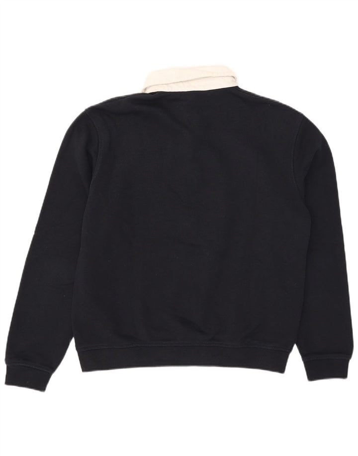 Zara Mens Polo Neck Sweatshirt Jumper Small Navy Blue Colourblock