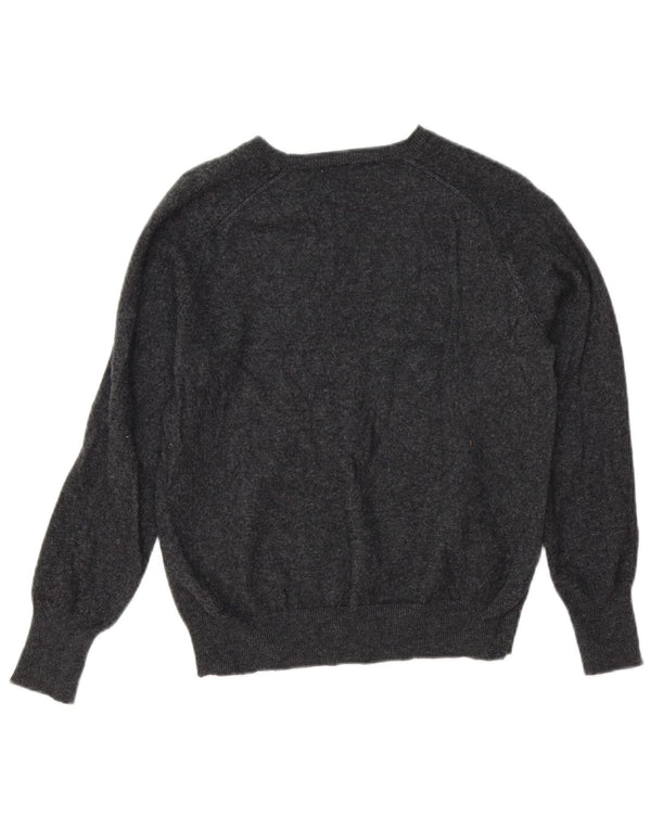 Zara Womens Crop Boat Neck Jumper Sweater UK 12 Medium Grey Wool