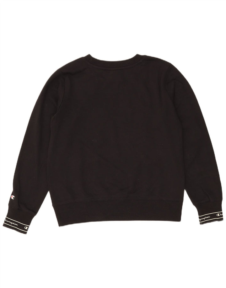 Champion Mens Graphic Sweatshirt Jumper Large Black Cotton