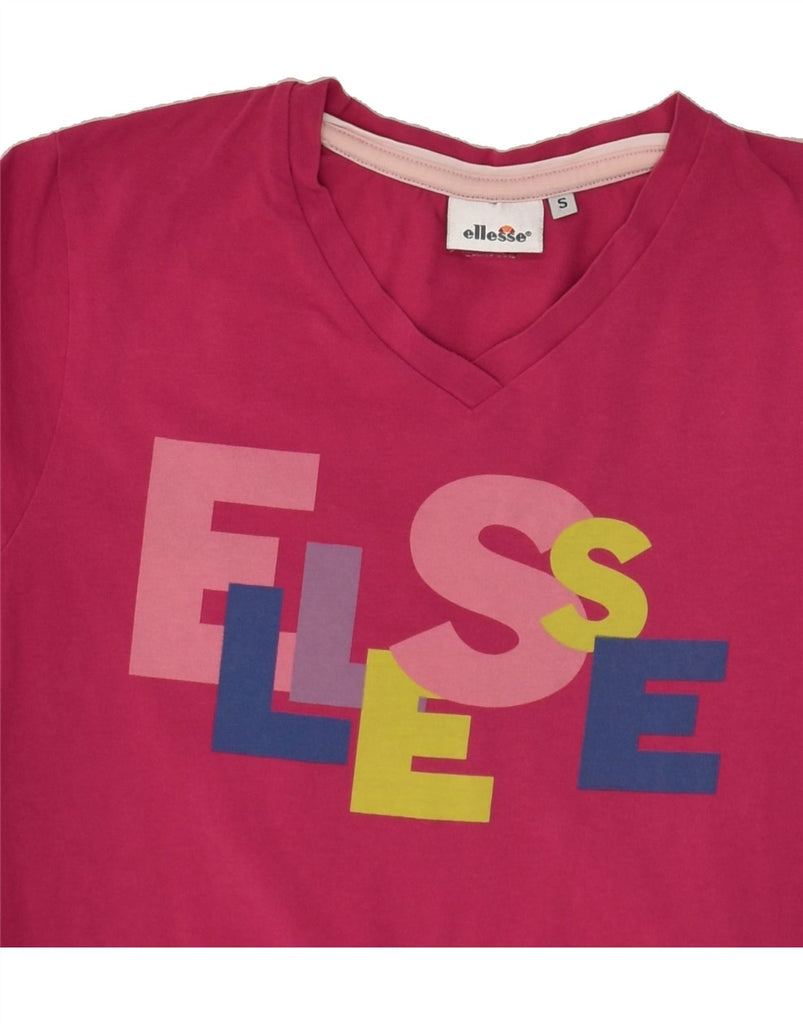 ELLESSE Womens Graphic T-Shirt Top UK 10 Small Pink | Vintage Ellesse | Thrift | Second-Hand Ellesse | Used Clothing | Messina Hembry 