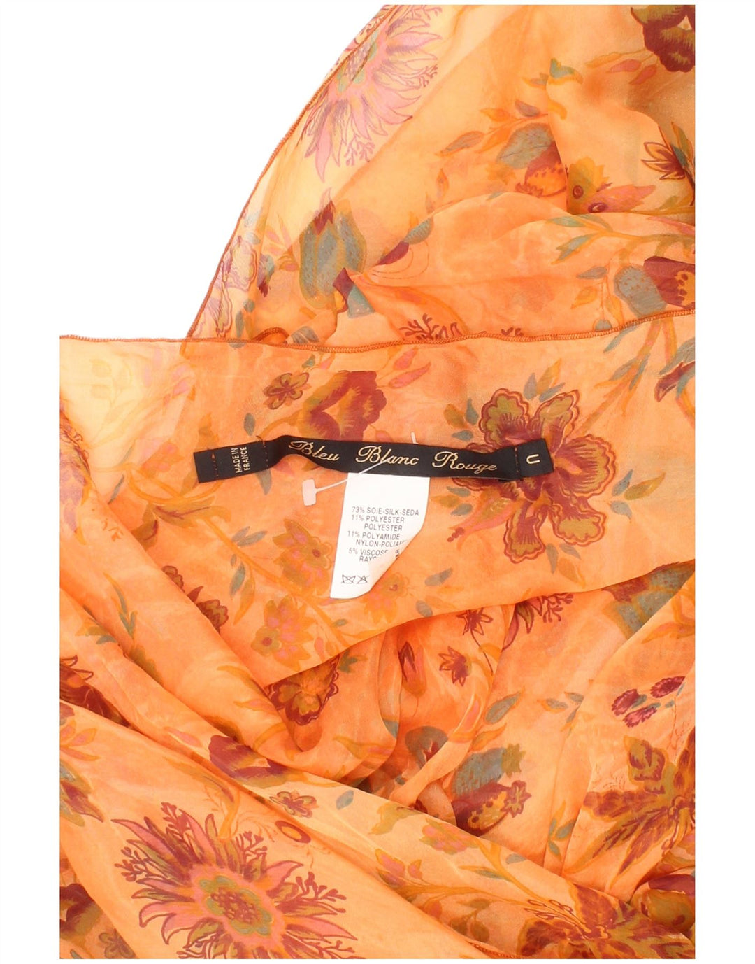 Bleu Blanc Rouge Womens Rectangle Scarf One Size Orange Floral Bohemian