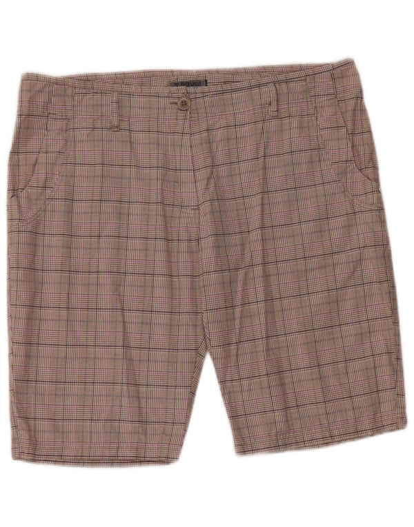Brugi Womens Chino Shorts UK 14 Large W36 Grey Check Cotton