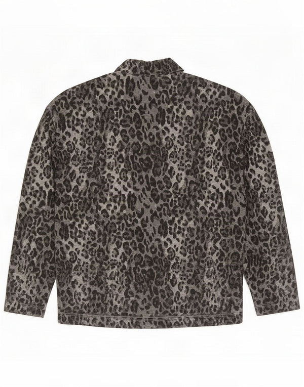 Marks & Spencer Womens Top Long Sleeve UK 8 Small Grey Animal Print
