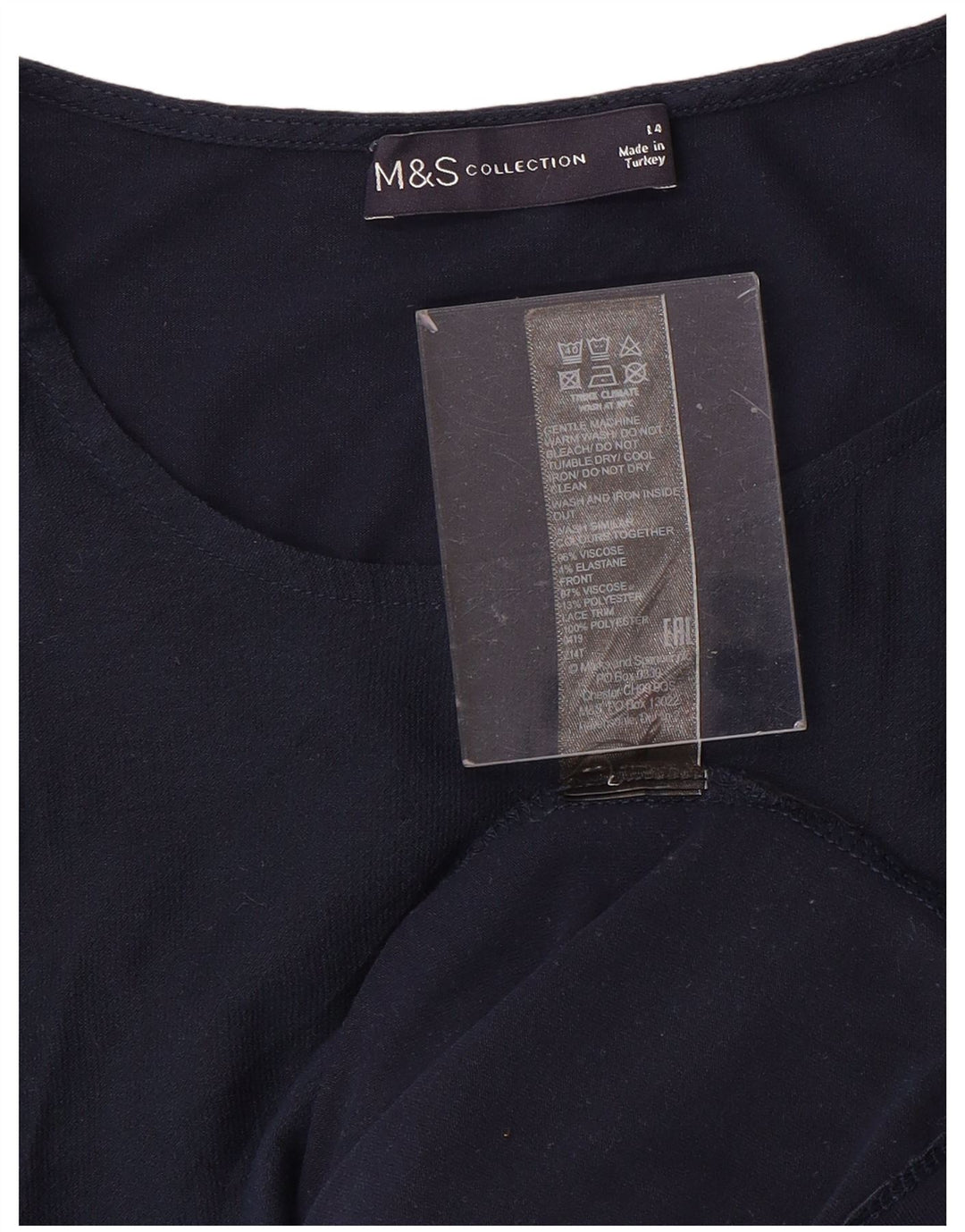 MARKS & SPENCER Womens Vest Top UK 14 Medium  Navy Blue Viscose