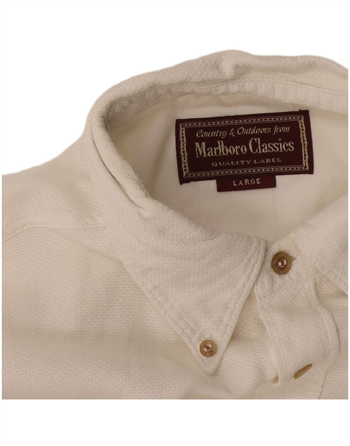 Marlboro Classics Mens Shirt Large White Cotton