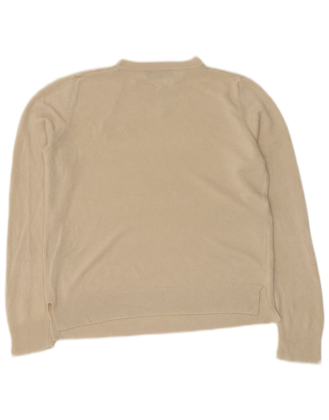 MARKS & SPENCER Womens Crew Neck Jumper Sweater UK 14 Medium Beige Acrylic
