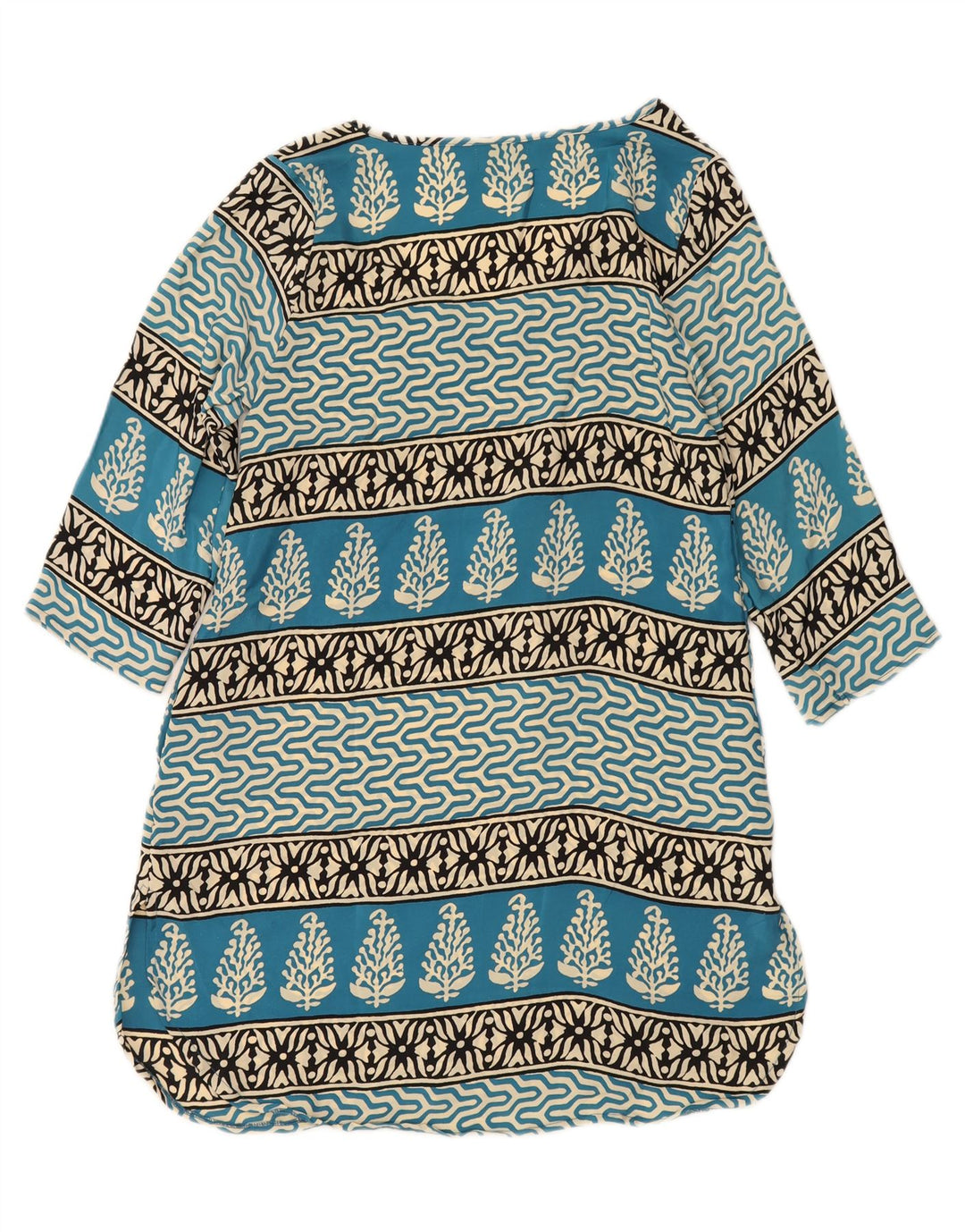 MARILA Womens 3/4 Sleeve Tunic Dress UK 12 Medium Blue Floral Polyester