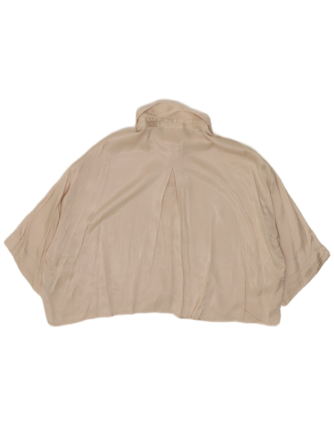 Zara Womens Crop Oversized Shirt Blouse UK 10 Small Beige Viscose