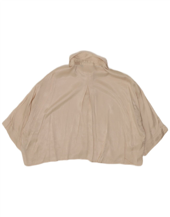 Zara Womens Crop Oversized Shirt Blouse UK 10 Small Beige Viscose