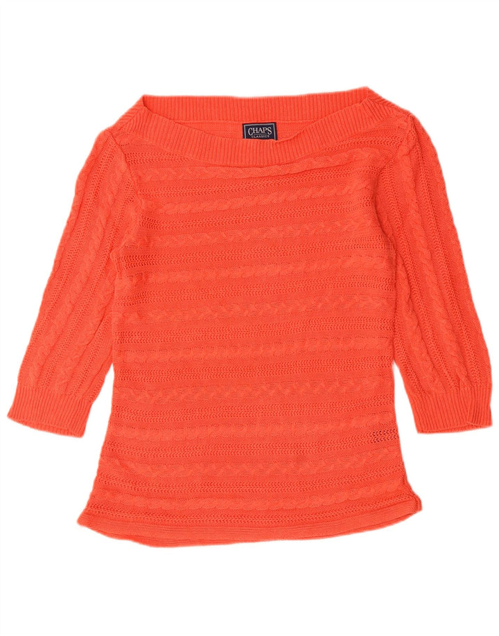 CHAPS Womens Classics Boat Neck Jumper Sweater UK 12 Medium Orange