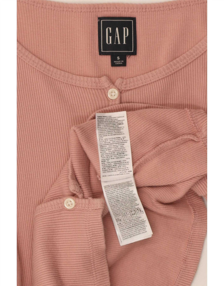 Gap Womens Crop Top Long Sleeve UK 8 Small Pink Cotton
