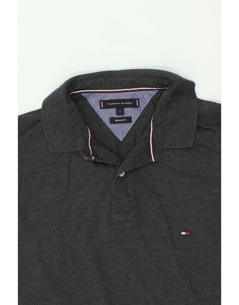 TOMMY HILFIGER Mens Regular Fit Polo Shirt Large Grey Cotton | Vintage Tommy Hilfiger | Thrift | Second-Hand Tommy Hilfiger | Used Clothing | Messina Hembry 