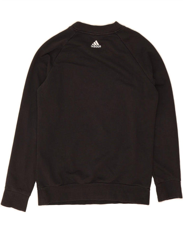 ADIDAS Womens Graphic Sweatshirt Jumper UK 16 Large Black Vintage Adidas and Second-Hand Adidas from Messina Hembry 