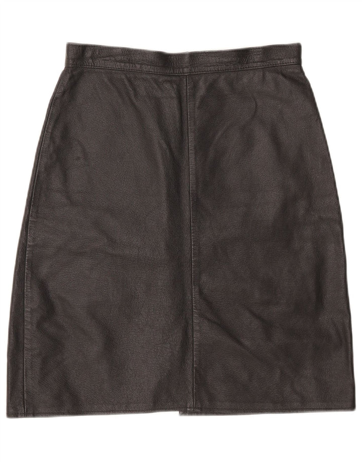 Vintage Womens Leather Skirt Small W26 Black