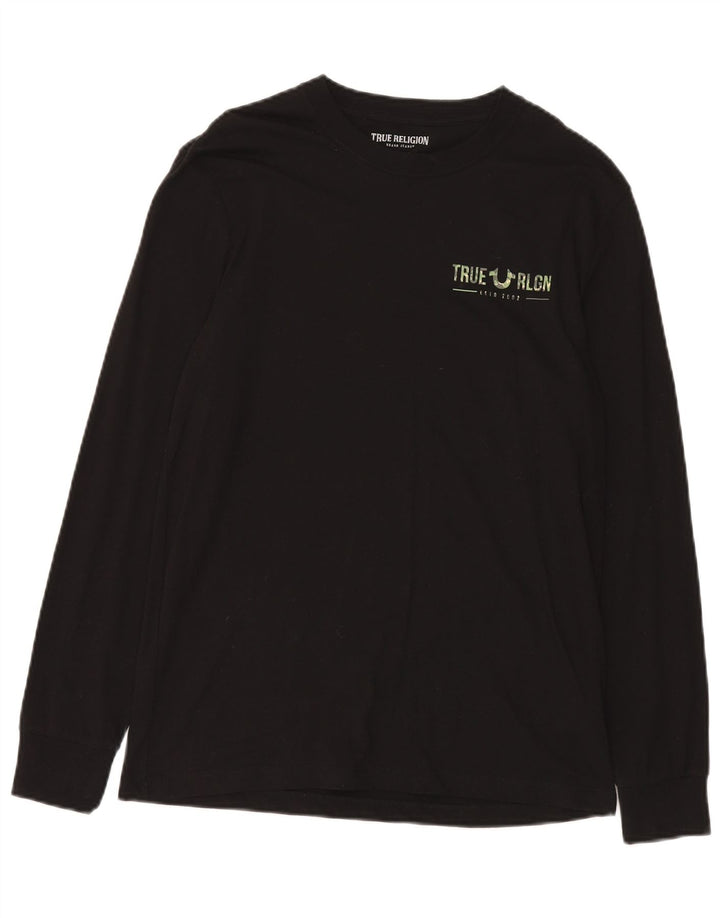 True Religion Mens Graphic Top Long Sleeve Small Black Cotton