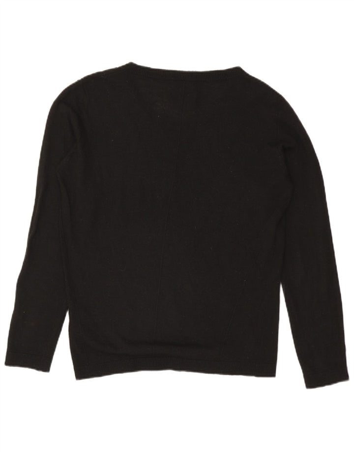 Energie Womens V-Neck Jumper Sweater UK 14 Medium Black Acrylic
