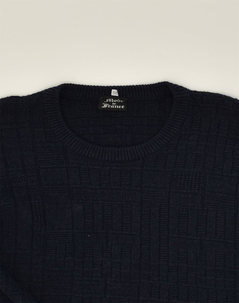 VINTAGE Mens Crew Neck Jumper Sweater IT 56 XL Navy Blue Cotton | Vintage Vintage | Thrift | Second-Hand Vintage | Used Clothing | Messina Hembry 