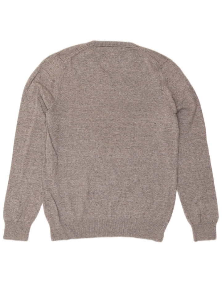 Marks & Spencer Mens V-Neck Jumper Sweater Small Grey Flecked Cotton