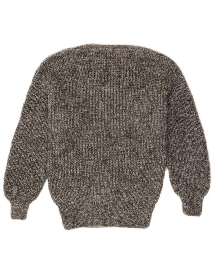 Vintage Womens Boat Neck Jumper Sweater UK 12 Medium Grey Flecked