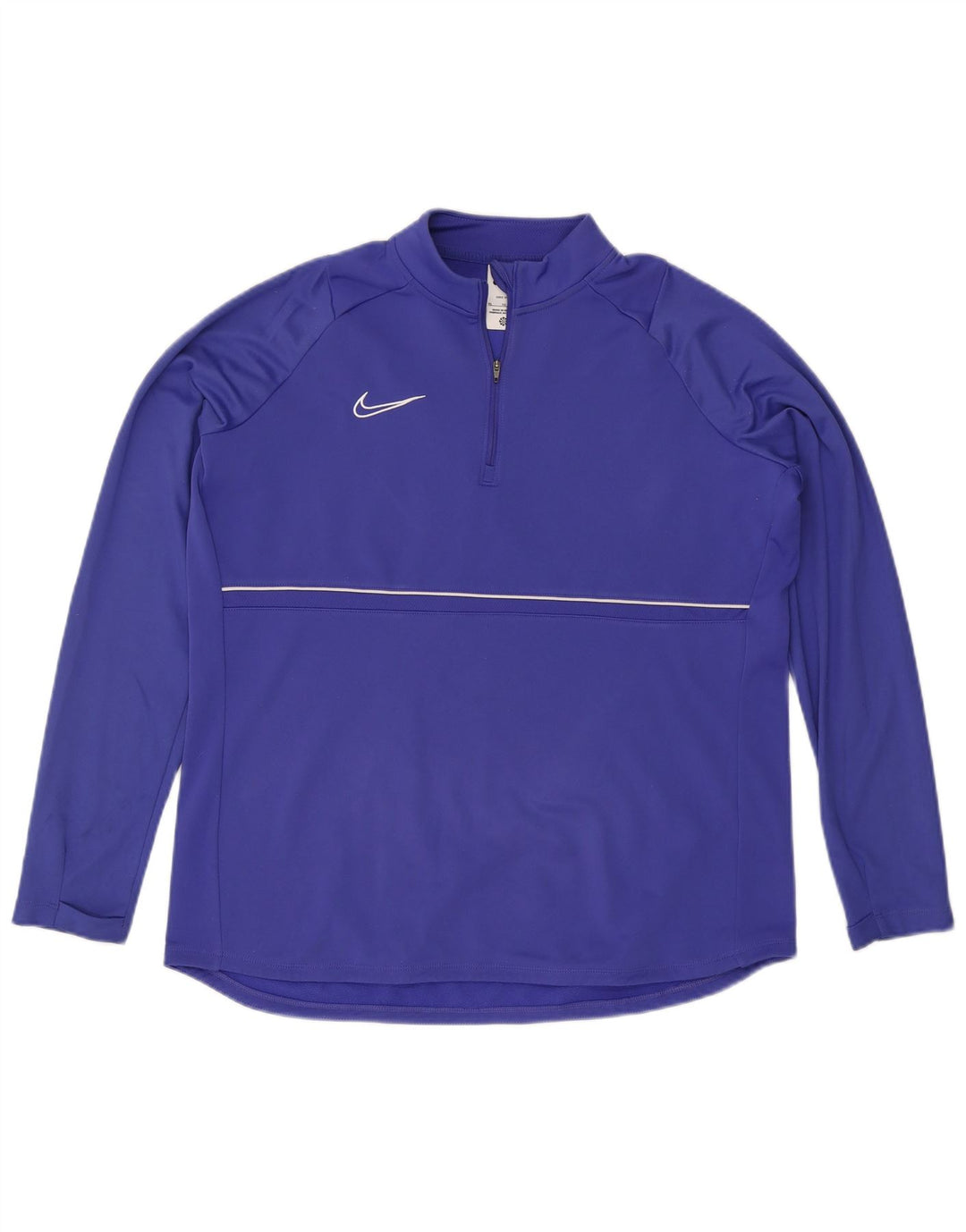NIKE Mens Dri Fit Zip Neck Pullover Tracksuit Top XL Blue Polyester