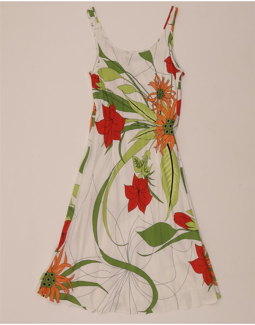 S.OLIVER Womens Sleeveless A-Line Dress EU 38 Medium White Floral Visc ...
