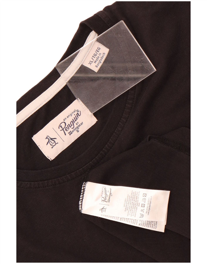 Penguin Mens T-Shirt Top XL Black Cotton