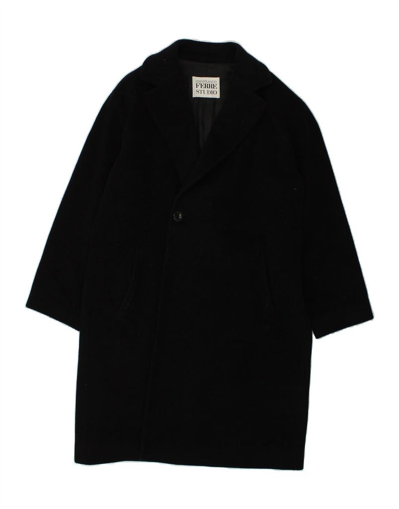 GIANFRANCO FERRE Womens Loose Fit Overcoat UK 12 Medium Black Wool | Vintage Gianfranco Ferre | Thrift | Second-Hand Gianfranco Ferre | Used Clothing | Messina Hembry 