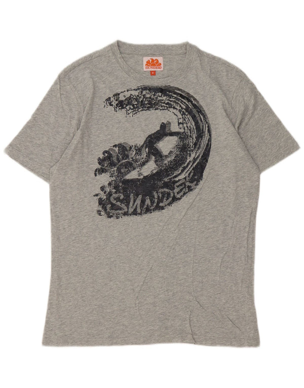 Sundek Mens Graphic T-Shirt Top Medium Grey Flecked Cotton