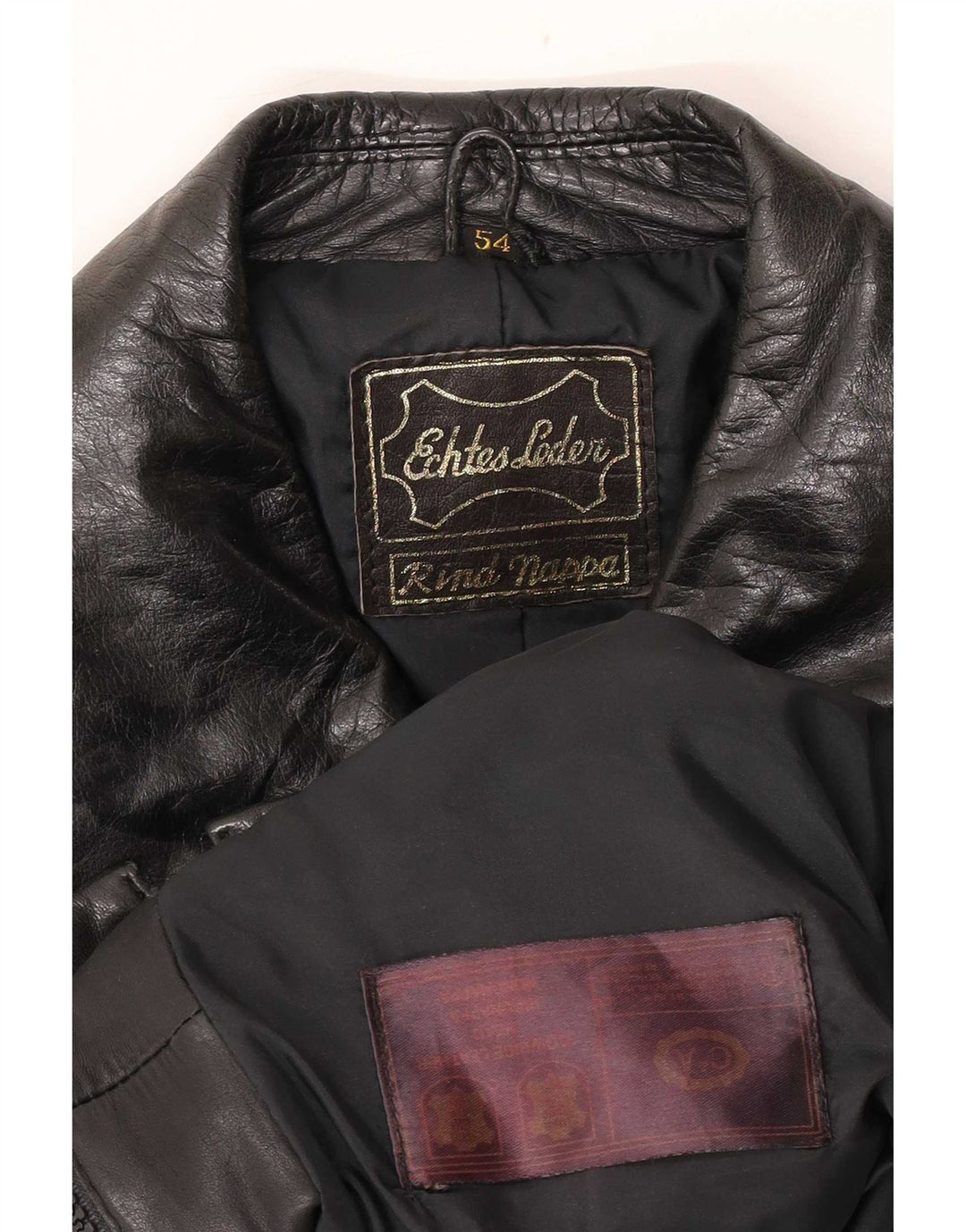 C&A Mens Bomber Leather Jacket EU 54 Large Black