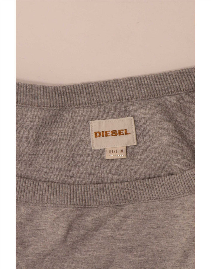 Diesel Womens 3/4 Sleeve One Shoulder Top UK 14 Medium Grey