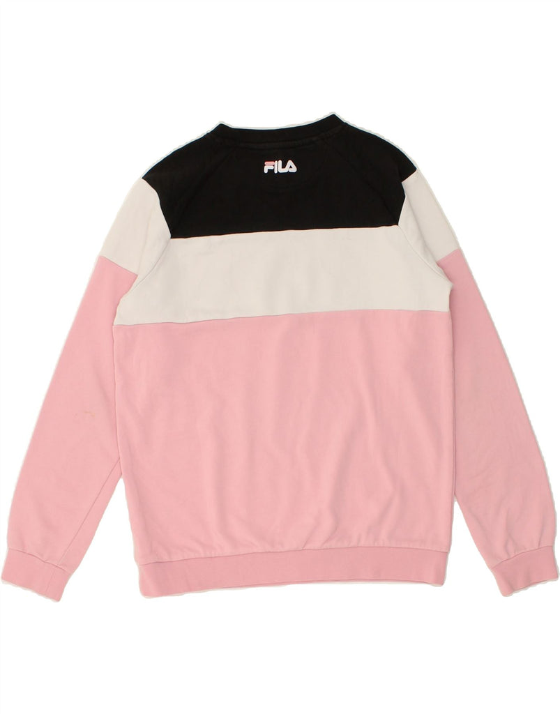 FILA Girls Graphic Sweatshirt Jumper 13-14 Years Pink Colourblock Cotton | Vintage Fila | Thrift | Second-Hand Fila | Used Clothing | Messina Hembry 